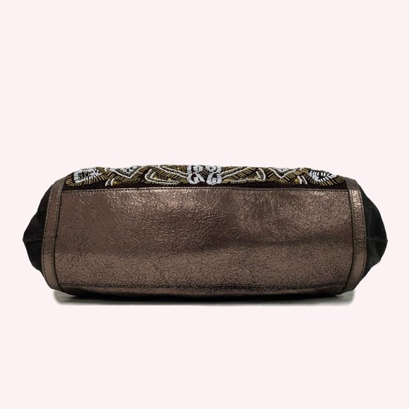 Isabella Fiore Beaded Brown Hobo Bag - Picture 6 of 9